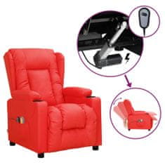 Vidaxl Električni masažni stol, ležeč, rdeče umetno usnje