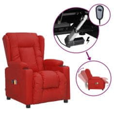 shumee Zložljivi električni masažni stol rdeče umetno usnje