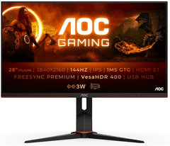 AOC U28G2XU2 monitor, gaming, LED, 71,12 cm, UHD, IPS, 144Hz, HDMI, črn (U28G2XU2/BK)