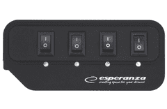 Esperanza USB hub 4-portni 2.0 s stikali, črne barve