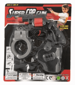 Teddies Pištola za kapsule 13 cm s kovčkom in okovi za roke