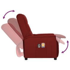 Vidaxl Električni masažni stol, nagibni, bordo, eko usnje
