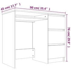 Vidaxl Pisalna miza dimljeni hrast 90x45x76 cm konstruiran les