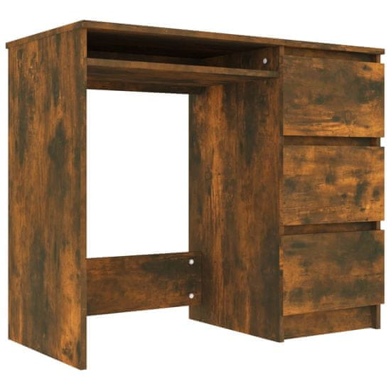 Vidaxl Pisalna miza dimljeni hrast 90x45x76 cm konstruiran les