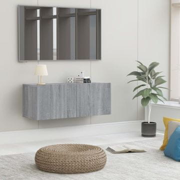 Vidaxl vidaXL Stenska TV omarica, siva, hrast sonoma, 80x30x30 cm
