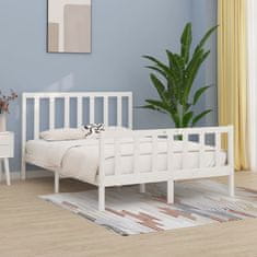 Vidaxl Posteljni okvir bel iz trdnega lesa 135x190 cm 4FT6