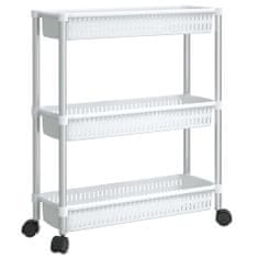 shumee 3-nadstropni voziček za shranjevanje srebrn in bel aluminij