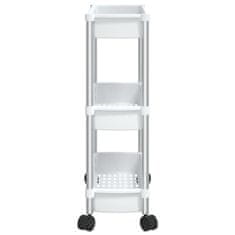 Vidaxl 3-nadstropni voziček za shranjevanje srebrn in bel aluminij