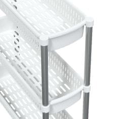 Greatstore 3-nadstropni voziček za shranjevanje srebrn in bel aluminij