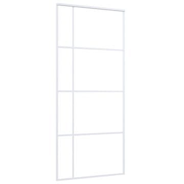 Vidaxl Drsna vrata ESG steklo in aluminij 90x205 cm bela