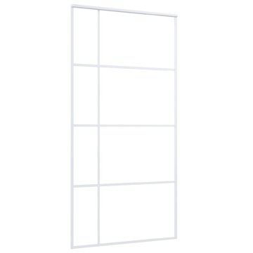 Vidaxl Drsna vrata ESG steklo in aluminij 102,5x205 cm bela