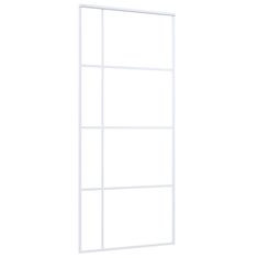 Vidaxl Drsna vrata mlečno ESG steklo in aluminij 90x205 cm bela
