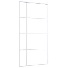 Vidaxl Drsna vrata mlečno ESG steklo in aluminij 102,5x205 cm bela