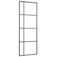 Vidaxl Drsna vrata ESG steklo in aluminij 76x205 cm črna