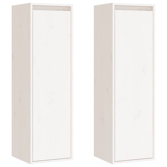 Vidaxl Stenska omarica 2 kosa bela 30x30x100 cm trdna borovina