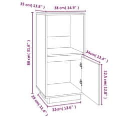 Vidaxl Komoda bela 38x35x80 cm trdna borovina