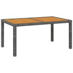 shumee Vrtna miza 150x90x75 cm poli ratan in akacijev les siva