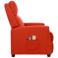 shumee Električni masažni stol, ležeč, rdeče umetno usnje