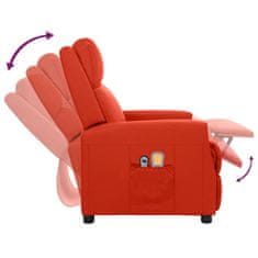 shumee Električni masažni stol, ležeč, rdeče umetno usnje