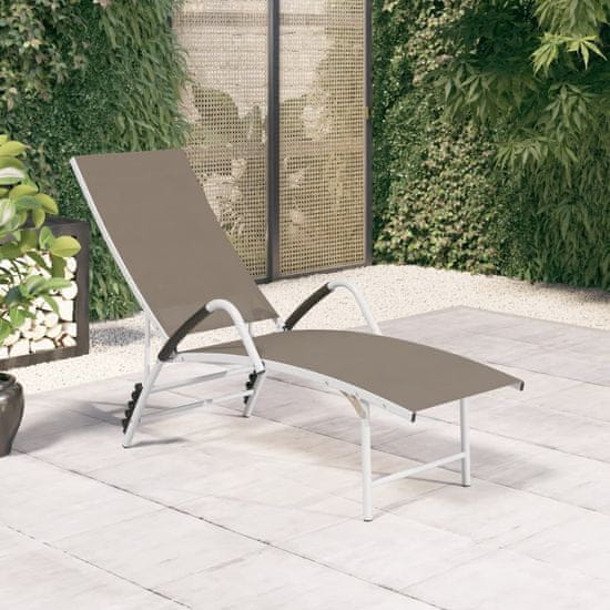 Greatstore Ležalnik iz tekstila in aluminija taupe