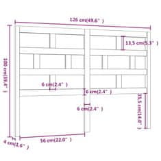 Vidaxl Posteljno vzglavje 126x4x100 cm trdna borovina