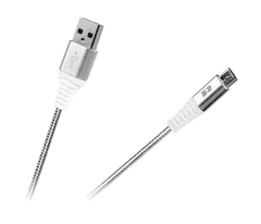 Rebel USB kabel A M. - B mikro M., tekstilni oplet, bele barve, 0,5m