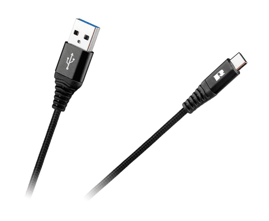 Rebel USB kabel 2.0 M.- tip C. M., črne barve, 1m
