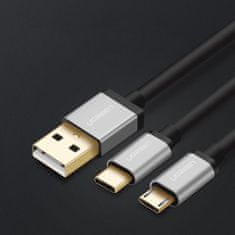 Ugreen US196 splitter kabel USB - USB-C / Micro USB 1m, črna