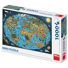 Dino Sestavljanka Risani zemljevid sveta 1000 kosov