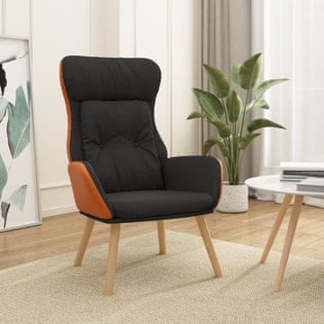 Vidaxl vidaXL Ležalnik črne barve, blago in PVC