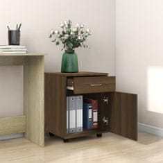 Vidaxl Omarica na kolesih rjav hrast 45x38x54 cm konstruiran les