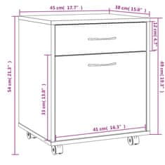 Vidaxl Omarica na kolesih rjav hrast 45x38x54 cm konstruiran les