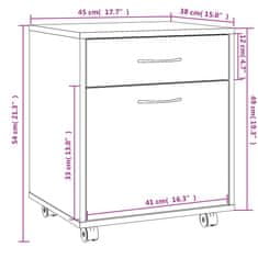 shumee Omarica na kolesih dimljeni hrast 45x38x54 cm konstruiran les