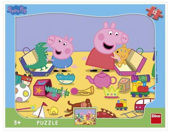 Dino Toys Sestavljanka Pepa Pig igra oblike 12 kosov na podlogi