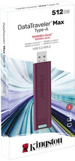 Kingston DT Max USB disk, 512 GB, 3.2 Gen2, 1000/900MB/s, kovinski, drsni priključek, rdeč (DTMAXA/512GB)