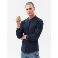 OMBRE Moška majica z dolgimi rokavi WARNER temno modra MDN15020 XXL