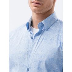 OMBRE Moška majica z dolgimi rokavi TATE svetlo modra MDN24749 S