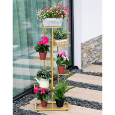 KONDELA Kovinsko stojalo za rože, zlati, TIP BAMIR 3