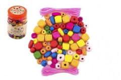 Teddies Lesene barvne kroglice z gumicami približno 300 kosov v plastični škatli 7x11cm