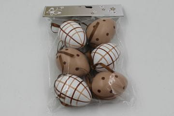 Autronic Plastično jajce bež 6 cm, okras za obešanje, cena za komplet 6 kosov VEL5024