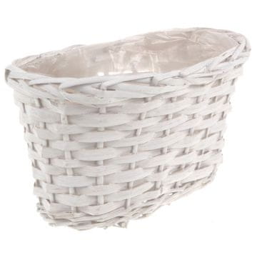 Autronic Škatla ovalni - okrasna pletena embalaža s plastiko, Bela barva OC3766-WH