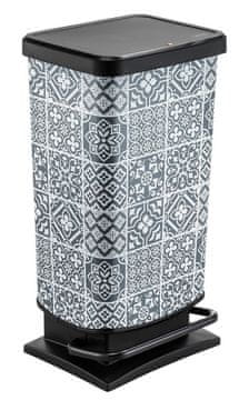 Rotho Velik smetnjak Rotho PASO 40L s pedalom - črni ornament