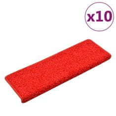 Vidaxl Preproge za stopnice 10 kosov 65x25 cm rdeče