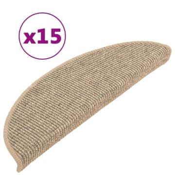 Vidaxl Stopniščne preproge 15 kosov 56x17x3 cm temno bež polkrožne