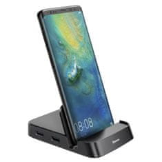 BASEUS Priključna postaja, USB-C HUB Baseus Mate Docking za pametne telefone Huawei in Samsung, 15 W (črna)