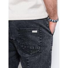 OMBRE Pánske šortky džínsové NELSON čierne MDN116257 L