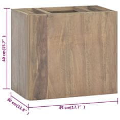 Vidaxl Stenska kopalniška omarica 45x30x40 cm trdna tikovina