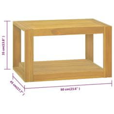 Greatstore Stenska kopalniška omarica 60x45x35 cm trdna tikovina