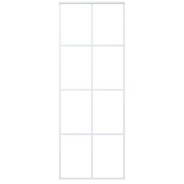 Vidaxl Drsna vrata mlečno ESG steklo in aluminij 76x205 cm bela