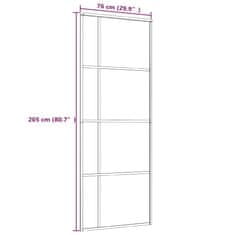 Vidaxl Drsna vrata ESG steklo in aluminij 76x205 cm črna